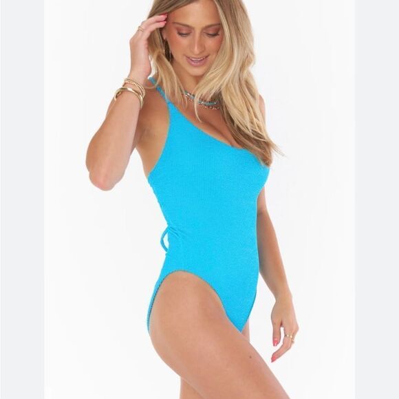 Show Me Your MuMu Blue One Piece Swimsuit Scoop Neckline - Picture 3 of 13